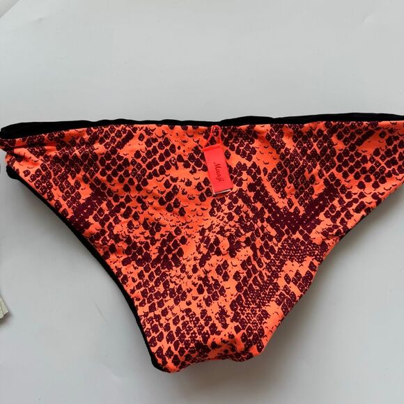 NWT Maaji Bikini Bottom Womens Medium Black Orange Python Reversible Swimwear - Picture 6 of 6